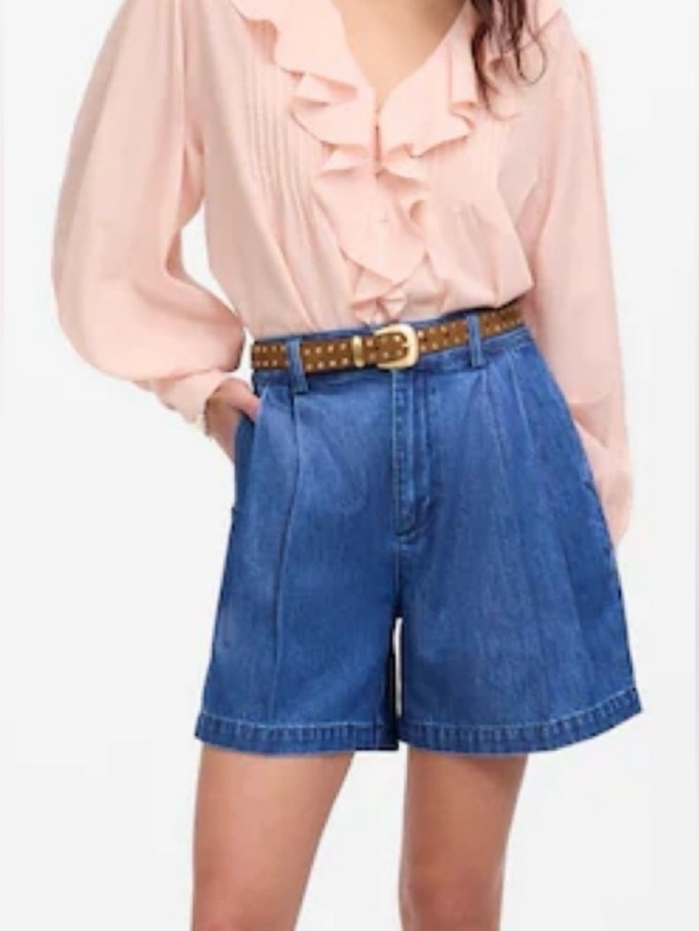 Madewell Harlow Superwide md wsh blu denim  shrts WM 32 preppy classic